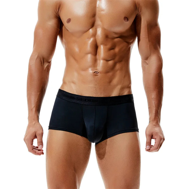 SEOBEAN Men’s Low-Waist Boxers with Contour Pouch – Nylon Spandex Blend