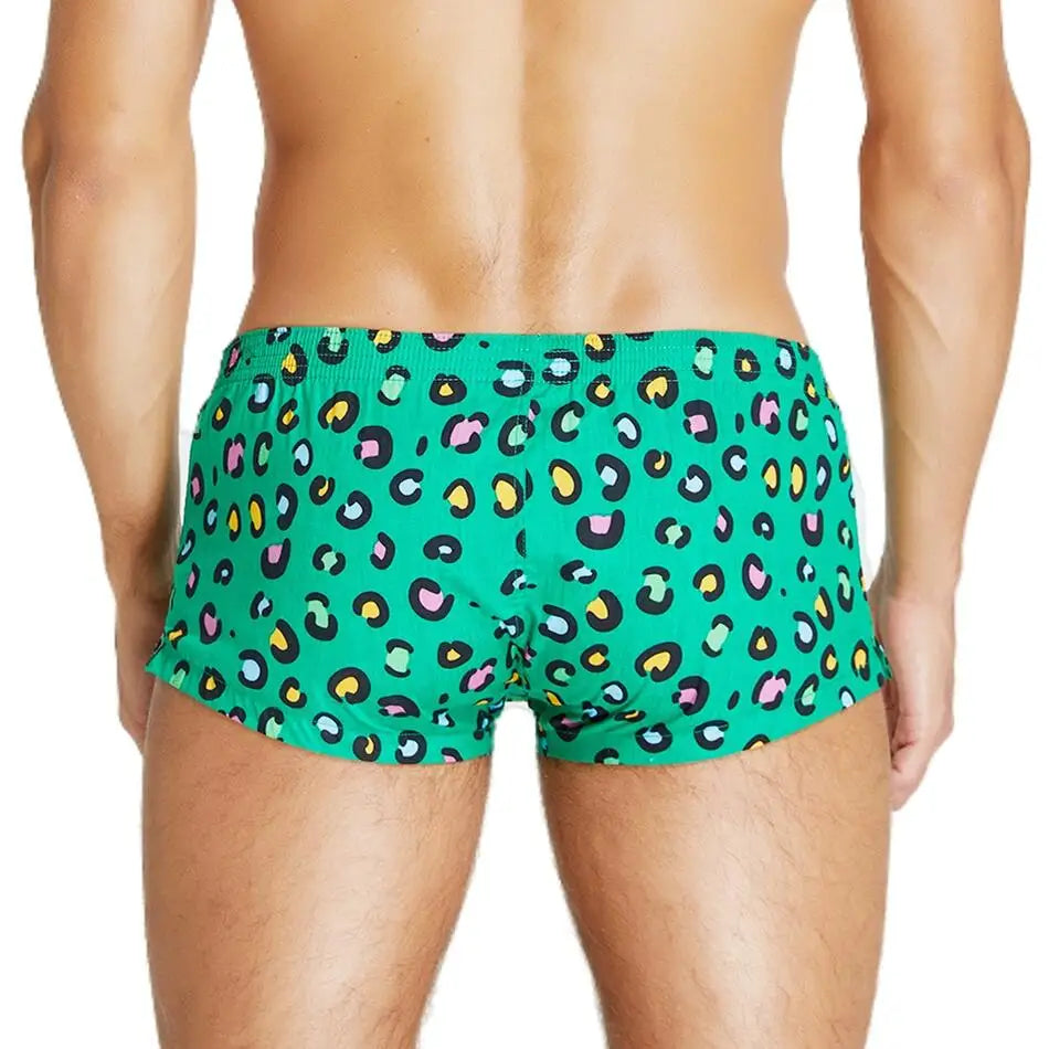SEOBEAN 100% Cotton Boxers Printed Men's Underwear Boxer Shorts Arrow Panties Home Underpants Shorts Men Pajama Sleep Bottoms