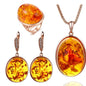 Ajojewel Oval Stone Orange Imitation Amber Jewelry Set High Quality Fashion Jewelry For Beautiful Women