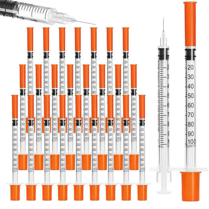 100pcs 1ml Sterile Insulin Syringe, Individually Wrapped Plastic