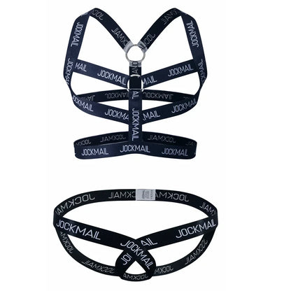 Sexy Gay Men Underwear Bondage Mens Harness Thongs Set Body Chest Costume G-string Jockstrap Lingerie Man Halter Neck Hollow Out