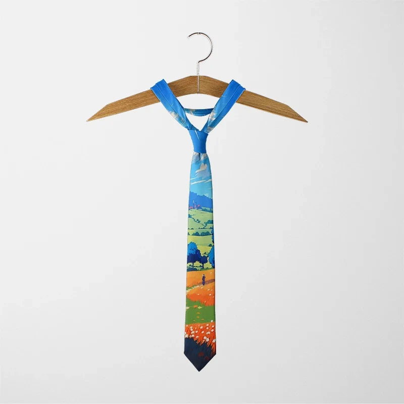 Classic oil painting high-quality printing, novel tie personalized wedding party shirt accessories Harajuku fashion unisex tie