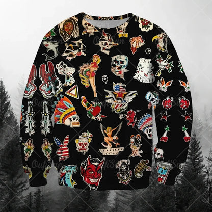 Men's Sweatshirts 3d Characters And Animal Graphic Long Sleeve Printed T-Shirts Loose O-Neck Hoodies Oversized Men Clothing Tops