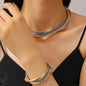 2PCS Set New Fashion Black and White Thick Double Line Metal Tube