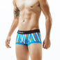 Men's underwear with low waist, slim fit, striped, sexy, fashionable, high elasticity, breathable four corner flat bottom pants