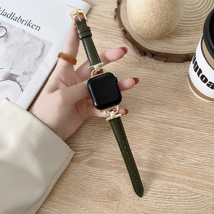 Apple Watch Slim Leather Band with Decorative Connectors