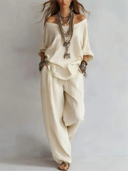2026fashion V Neck 7 Button Sleeve Women Top Set 2 Pieces Spring