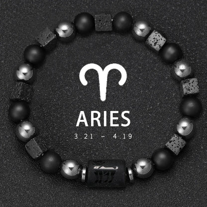 12 Zodiac Bracelets Natural Stone Cancer Virgo Leo Libra Bracelet Couples Friendship Gifts Bracelets Jewelry pulsera hombre
