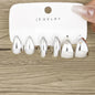 6pcs/set Stainless Steel Crystal Zirconia Hoop Earring for Women Metal