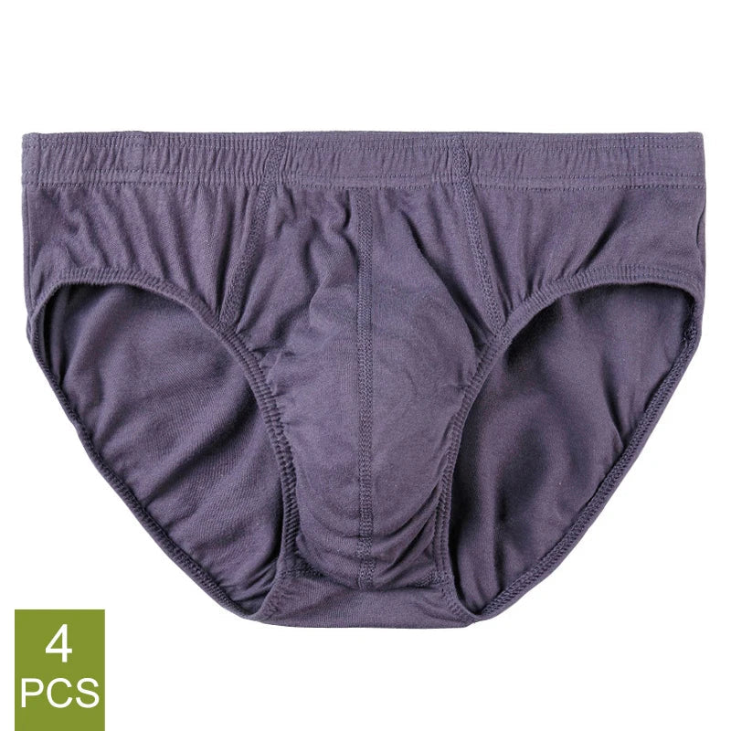 4 Pcs/Lot Men's 100% Cotton Breathable Briefs Comfortable Male Underwear Lingerie Panties Underpants Plue Size Xl -5Xl