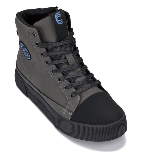 CALTO - S3423 - 2.4 Inches Taller (Grey) - Cap Toe High Top Zip-Up Sneaker Boots