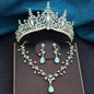 Baroque Wedding Crown for Bride 3-Pack Tiara Earrings Necklace Bridal