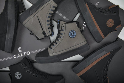 CALTO - S3421 - 2.4 Inches Taller (Black) - Cap Toe High Top Zip-Up Sneaker Boots