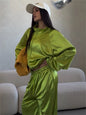 2026spring Autumn New Satin Women's Sports Suit Fashion Zipper Long