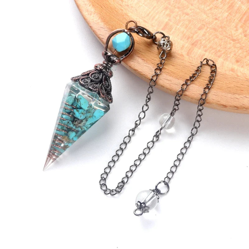 Natural Stone Spirit Pendulum Pendant Latticed Chain