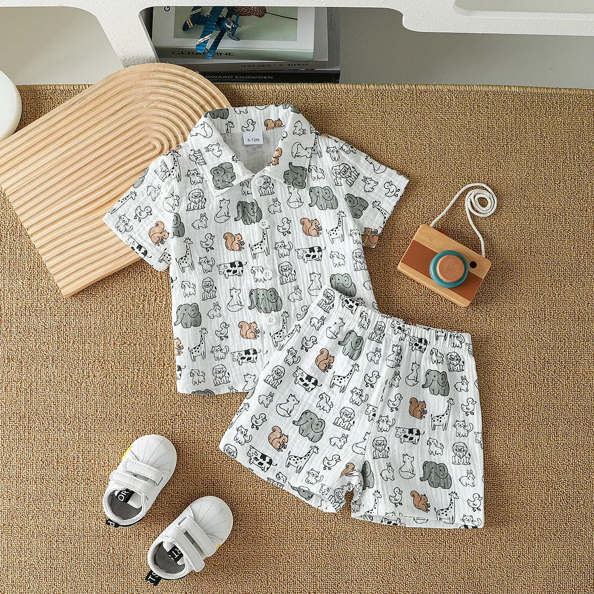 New Summer Dinosaur Cartoon Printed Short-Sleeved T-Shirt and Shorts