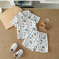 New Summer Dinosaur Cartoon Printed Short-Sleeved T-Shirt and Shorts