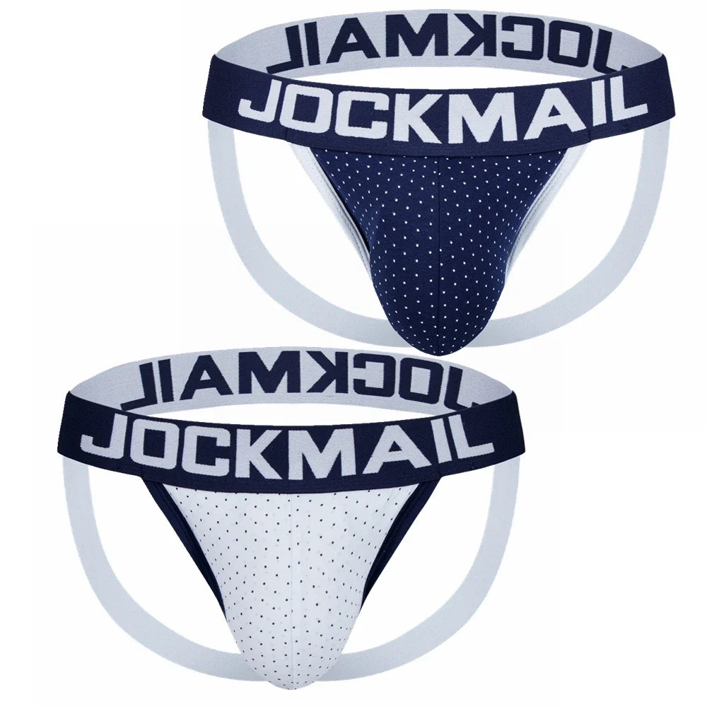 2pcs/Lot Men Underwear Jockstrap Thong Cotton Dot Print Sexy Sissy Mens Briefs Tangas De Homrbre Cueca Gay Underwear Breathable