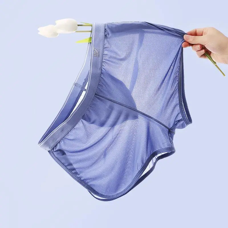 WJ Sexy Sleep Bottoms Men Arrow Shorts Ice Silk Mesh Breathable Underwear Boxers Shorts