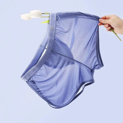 WJ Sexy Sleep Bottoms Men Arrow Shorts Ice Silk Mesh Breathable Underwear Boxers Shorts