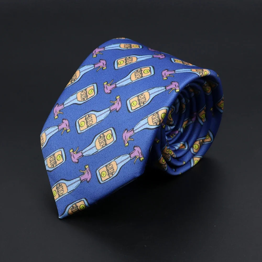 New Design Novelty Mens Ties Soft Skinny Necktie Lips Skull Fish Hamburger Patten Print Ties For Men Wedding Party Accessories