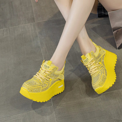GKTINOO Hollow Sandals Rhinestones Fashion Lightweight Luxury Women Chunky Sneakers Female Summer Height Increasing Ladies Shoes