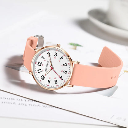 Women's Arabic Numeral Silicone Quartz Watch