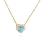 HECHENG Luxury Colored Crystal Heart Pendant Ocean Heart Necklace Brass Golden Plated Material Women's Wedding Necklace