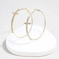 Shiny Big Circel Cross Hoop Earrings for Women Exquisite Rhinestones Ear Buckles Earrings High-end Geometric Ear Rings Jewelry