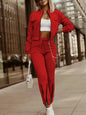 Autumn Women's New Zipper Short Long Sleeve Suit Solid Color Fashion