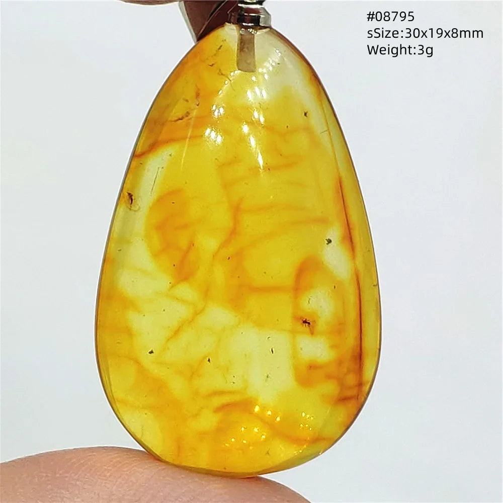 Natural Amber Pendant From Baltic Flower Yellow Amber Water Drop Women Men Jewelry Reiki Stone Women Men AAAAAAA