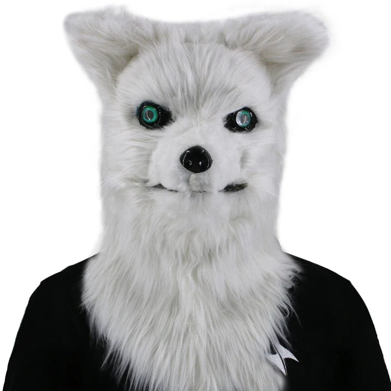 Movable Mouth Fox Mask Halloween Costume Cosplay Party Mouth Mover Wolf Masks Animal Panda Husky Orangutan Artificial Fur Mask