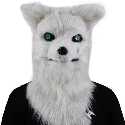 Movable Mouth Fox Mask Halloween Costume Cosplay Party Mouth Mover Wolf Masks Animal Panda Husky Orangutan Artificial Fur Mask