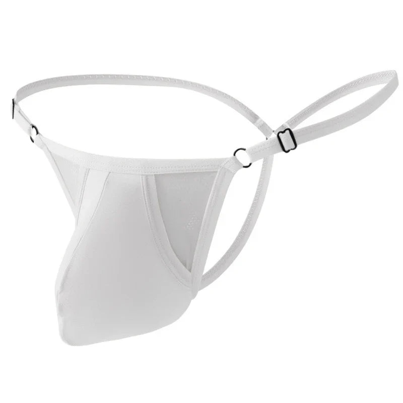 Men Thong Adjustable Underwear Ice Silk Mesh Pouch Waist Adjustable Male Panties G-String Hollow Buttocks Sexy Lingerie