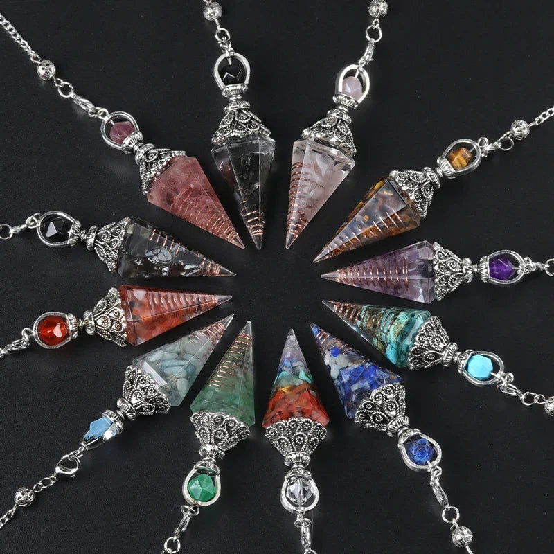 Natural Stone Spirit Pendulum Pendant Latticed Chain
