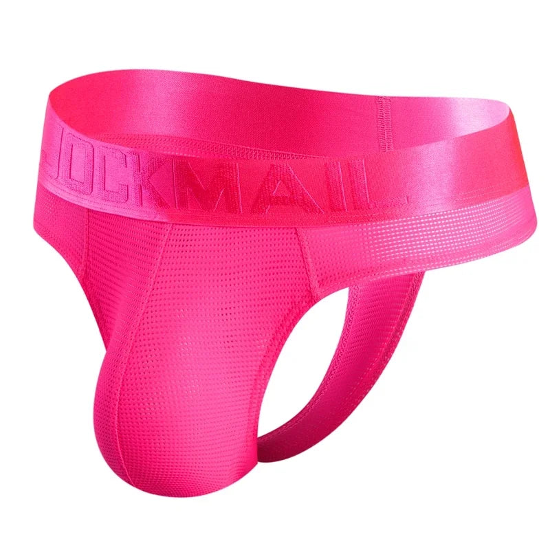 Sexy Men Underwear Jockstrap T-Back Thongs & G-Strings Tangas Mens Bikini Brief Nylon Mesh Fast Dry As Underwear or Swimwear