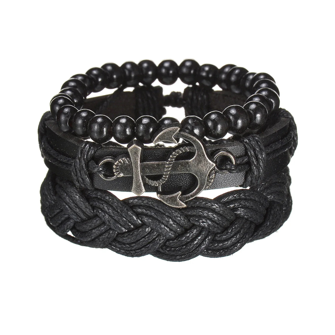 MeMolissa New Fashion Braided Wrap Leather Bracelets for Men High Quality Vintage Charm Wood Beads Ethnic Tribal Wristbands