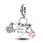 Charms Bead 925 Sterling Silver Pink Butterfly Luminous Firefly Dangle