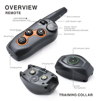 Anti Bark Dog Collar, Remote Control Electric Dog Training Device Automatic Bark Stopper Collar Beep IP67 Waterproof for All Dog