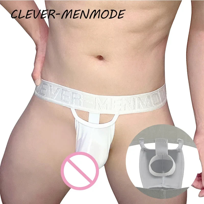 CLEVER-MENMODE Men's Sexy O-Ring Elephant Nose Briefs Ice Silk Men Ultra Thin Long Penis Mini Panties Miceo Openwork Lingerie