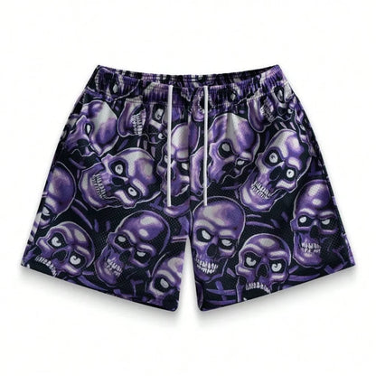 Premium 3D Printed Men's Hawaiian Shorts - Ultra Casual Skull Graphic for Summer Vacations and Sport Running