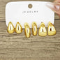 6pcs/set Stainless Steel Crystal Zirconia Hoop Earring for Women Metal