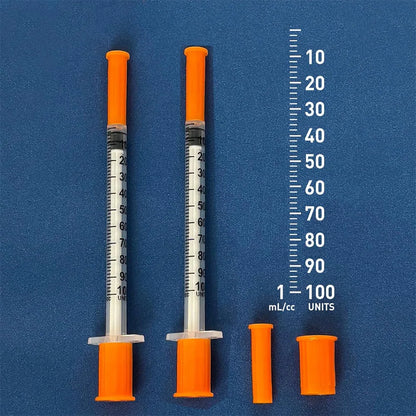 100pcs 1ml Sterile Insulin Syringe, Individually Wrapped Plastic