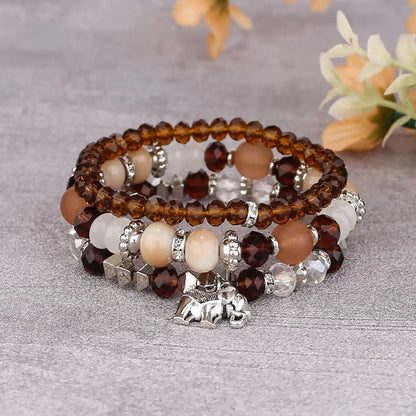 3pcs Boho Bohemian Pink Butterfly Pendant Charm Beads Bracelets Set For Women Stone Wristband Bracelet Bangles Pulseras Feminina