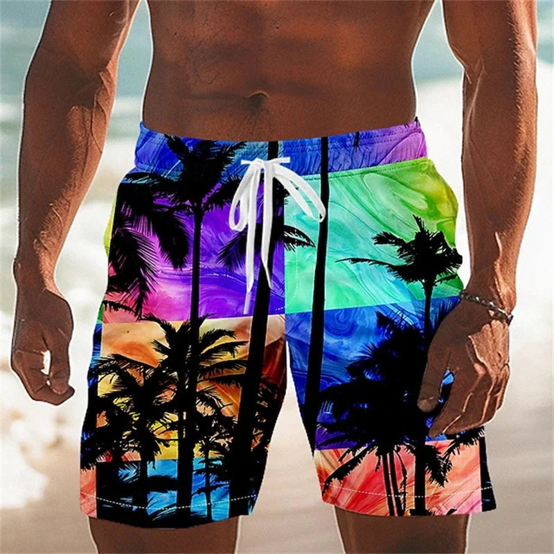 Summer Hawaiian Beach Shorts For Men 3D Printed Coconut Trees Graphic Swimming Trunks Women 2025 New Fashion Board Shorts Pant