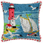 Lighthouse Sailing Latch Hook Set Embroidery Latch Hook Kit Marine Animals Latch Hook Pillow Set Button Pad Package Handmade DIY