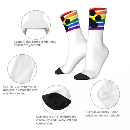 Men's Socks Pup Paw Rainbow Crew Socks