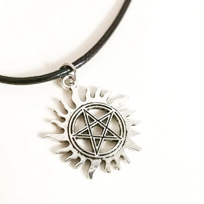 Supernatural Pentagram Star Pendant Necklace for Women Men Black Fashion Choker Wicca Witchcraft Vintage Goth Gothic Jewelry