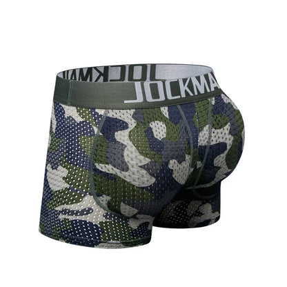 Men's Sexy Ice Mesh Breathable Butt Lift Boxer Briefs Underwear,Comfy Padded Underwear Boxer with Hip Pad Buttocks Boxer Trunk