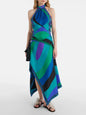 Irregular Satin Printed Sets Halter Neck Lace-up Tank Top Asymmetric Midi Skirt 2 Pieces Set 2026 Summer Casual Vacation Outfits